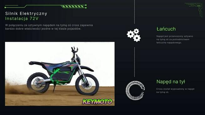 Inna Inny Cross ELEKTRYCZNY 3000W 72V 32Ah Keymoto KOŁA 17/14 cali Li-Ion LED