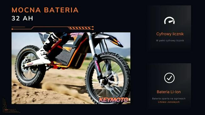 Inna Inny Cross ELEKTRYCZNY 5000W 72V 32Ah Keymoto KOŁA 19/16 cali XL Li-Ion LED