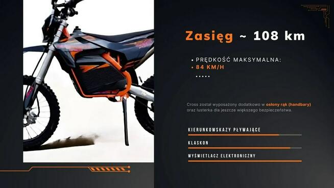Inna Inny Cross ELEKTRYCZNY 5000W 72V 32Ah Keymoto KOŁA 19/16 cali XL Li-Ion LED