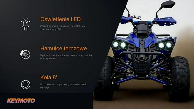 Inna Inny Quad ATV DUŻY 125cc KEYMOTO H8' Autom Premium Koła 8' Licznik Lusterka