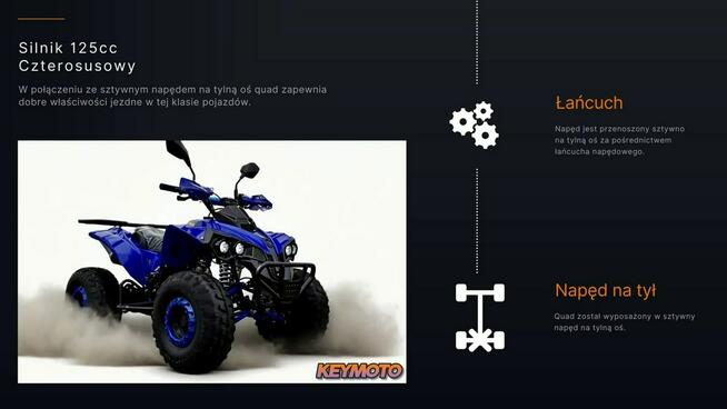Inna Inny Quad ATV DUŻY 125cc KEYMOTO H8' Autom Premium Koła 8' Licznik Lusterka