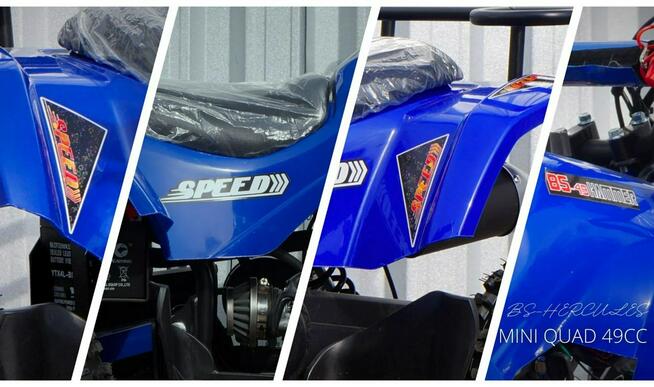 Inna Inny Mini Quad ATV 49cc BS HERCULES PILOTY Dwusuw AUTOMAT El. Start 6 cali