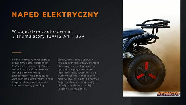 Inna Inny Mini Quad ATV ELEKTRYCZNY KEYMOTO Model N 1000W 36V Lampy LED Piloty