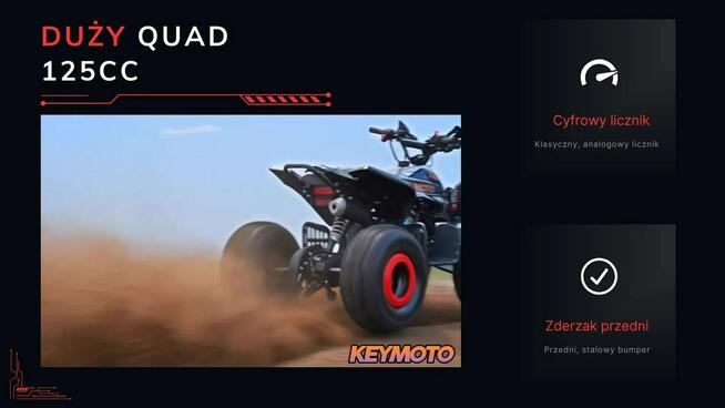 Inna Inny Quad ATV DUŻY 125cc KEYMOTO MODEL Q8' Automat 8 cali Licznik LCD LED