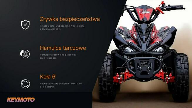 Inna Inny Mini Quad ATV 49cc KEYMOTO RACER Dwusuw AUTOMAT Start 6 cali