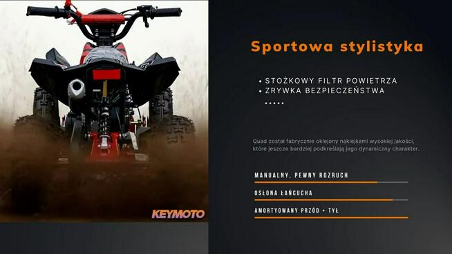 Inna Inny Mini Quad ATV 49cc KEYMOTO RACER Dwusuw AUTOMAT Start 6 cali