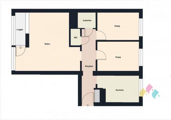 REZERWACJA, 3-pok, parter, pow. 61,4 m2, loggia