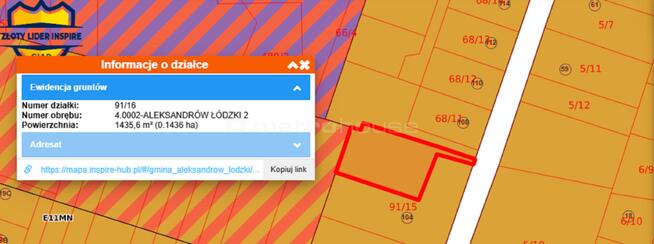 ALEKSANDRÓW ŁÓDZKI-działka budowlana 3600 m2.