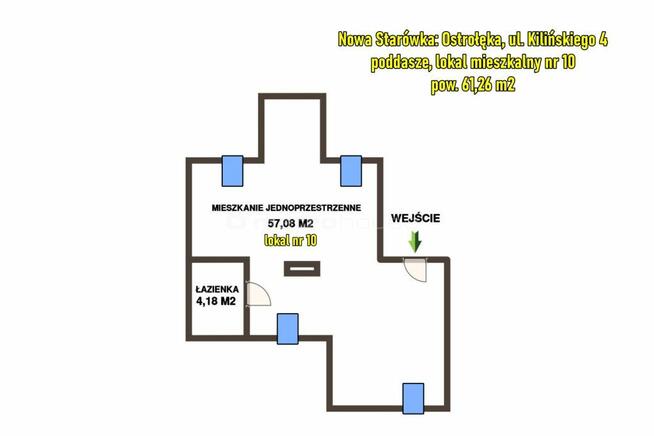 Nowa Starówka - Mieszkanie jednoprzestrzenne 61 m2
