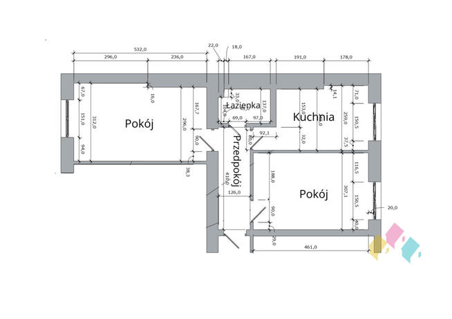 45 m2, ul. Kościuszki, centrum, 2 pokoje