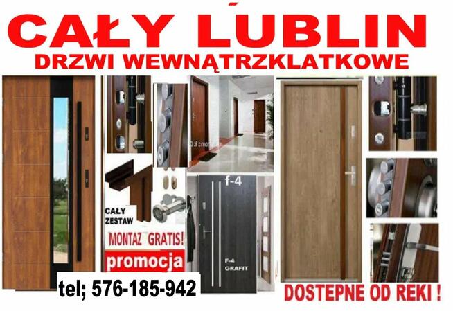 Drzwi wejściowe wewnątrzklatkowe zewnętrzne z montażem