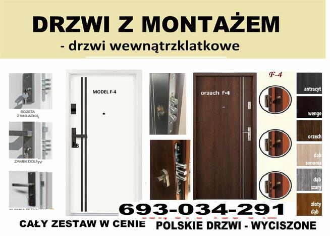 Drzwi wejściowe zewnętrzne z montażem wewnątrzklatkowe