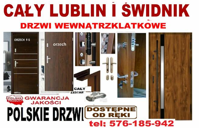 Drzwi wejściowe wewnątrzklatkowe zewnętrzne z montażem