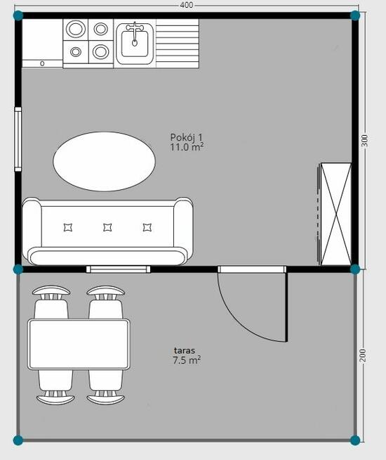 Domek drewniany 4x3 + 4x2