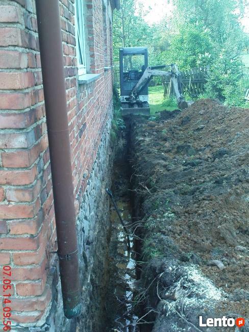 Usługi minikoparką, drenaże,odwodnienia izolacje