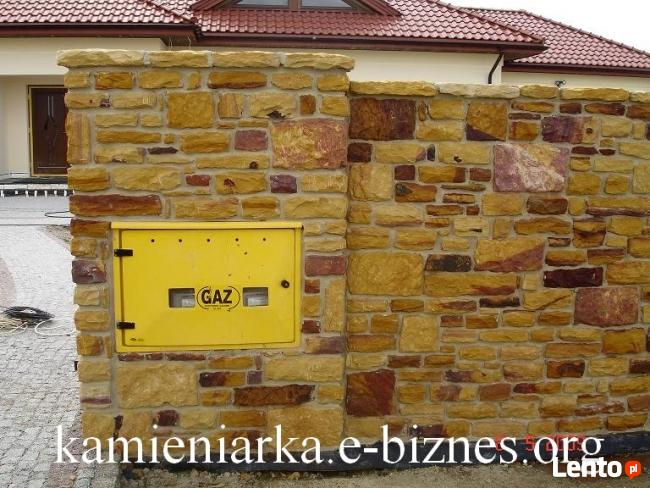 elewacja z kamienia, ogrodzenie z piaskowca,kamieniarstwo