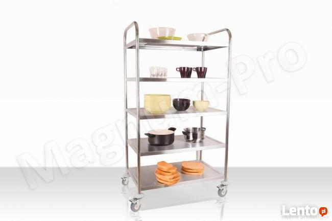 Wózek kelnerski hotelowy 5 półek hamulce stal nierdzewna