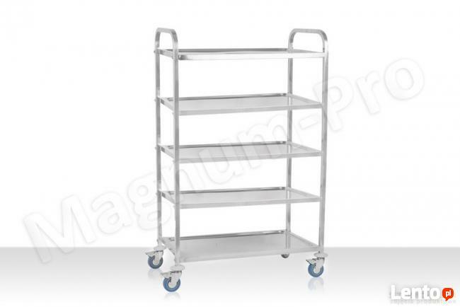 Wózek kelnerski hotelowy 5 półek hamulce stal nierdzewna