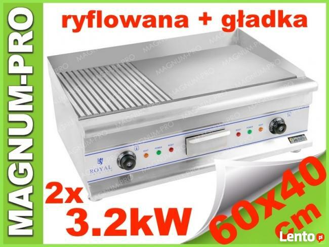Podwójny grill płyta grillowa ryflowana/gładka 60cm