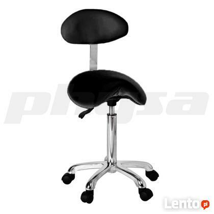 Fotel krzesło siodłowe z oparciem białe obrotowe