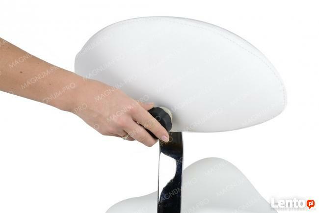 Fotel krzesło siodłowe z oparciem białe obrotowe