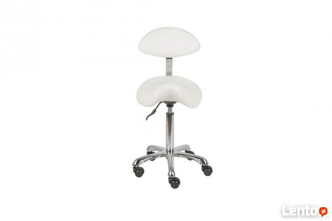 Fotel krzesło siodłowe z oparciem białe obrotowe