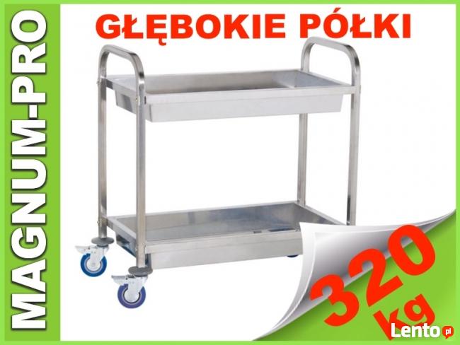 Wózek kelnerski transportowy głęboki 2 półki