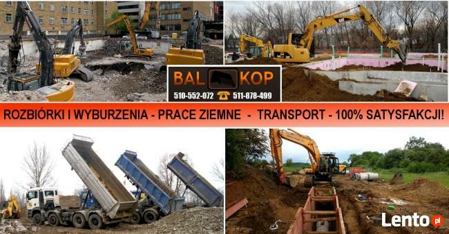 Usługi koparkami, roboty ziemne, rozbiórki i wyburzenia.