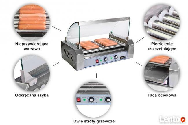 Podgrzewacz do parówek rolkowy 7 rolek do hot-dogów