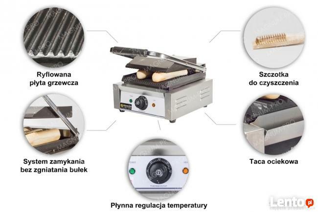 Grill kontaktowy opiekacz do bułek pojedynczy na 2 bułki