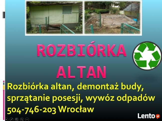 Rozbiórka altan, cennik, tel 504-746-203, demontaż