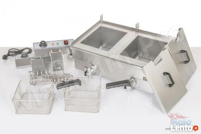 Podwójna frytkownica frytownica 2x10L kraniki spustowe