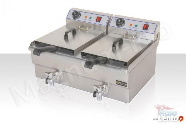 Podwójna frytkownica 2x16 frytownica kranik spustowy 400V