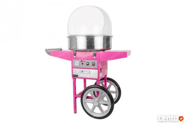 Maszyna do waty cukrowej na kółkach + osłona + cukier gratis