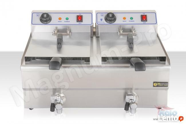Podwójna frytkownica frytownica 2x16L kranik spustowy 230V