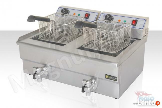 Podwójna frytkownica frytownica 2x16L kranik spustowy 230V