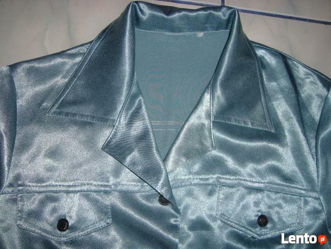 Bluzka satynowa z krótkim rękawem ciemna zieleń.