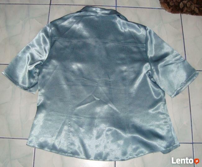 Bluzka satynowa z krótkim rękawem ciemna zieleń.