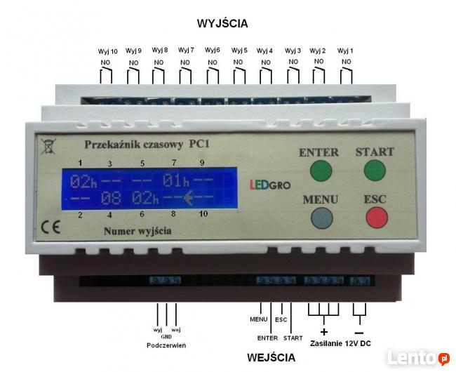 Wyłącznik czasowy, odmierzanie czasu 10 wyjść, timer