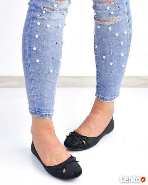 Czarne baleriny z kokardą