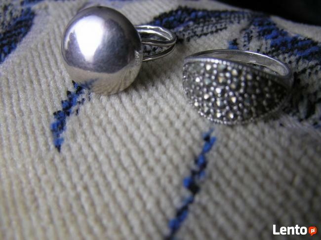 srebrny z markezytami - pierścionek kilka