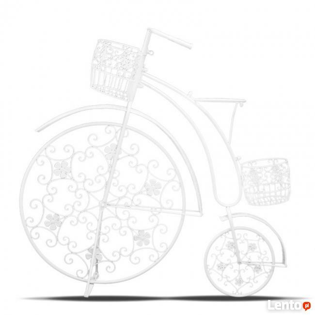 stojak na kwiaty kwietnik biały rower rowerek