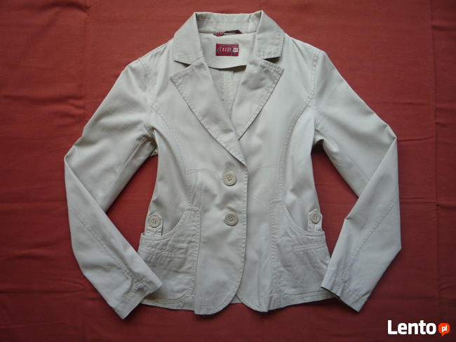 CARRY 34/XS 36/S Beżowa Marynarka Żakiet Bawełna Jak Nowa