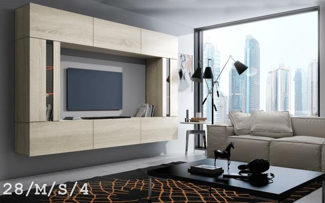 Zestaw mebli HAGA C28 Mat Meble Salon Witryna LED