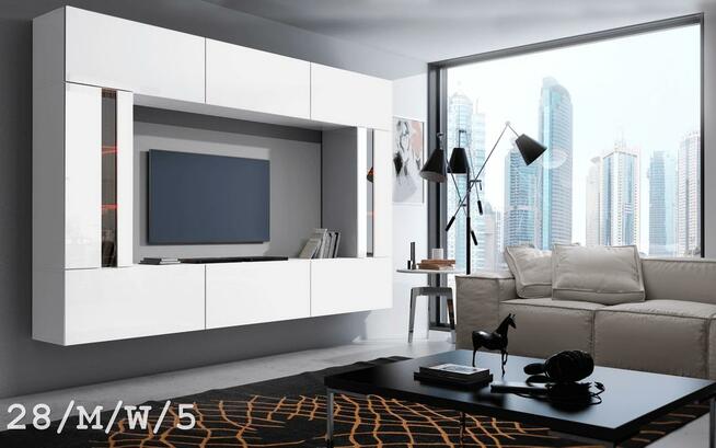 Zestaw mebli HAGA C28 Mat Meble Salon Witryna LED