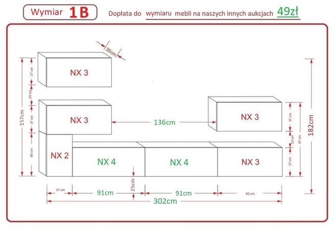Meblościanka MANHATTAN N123 Zestaw Salon tv Mat