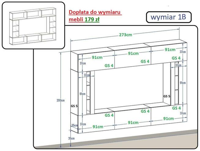 Zestaw mebli HAGA C28 Mat Meble Salon Witryna LED
