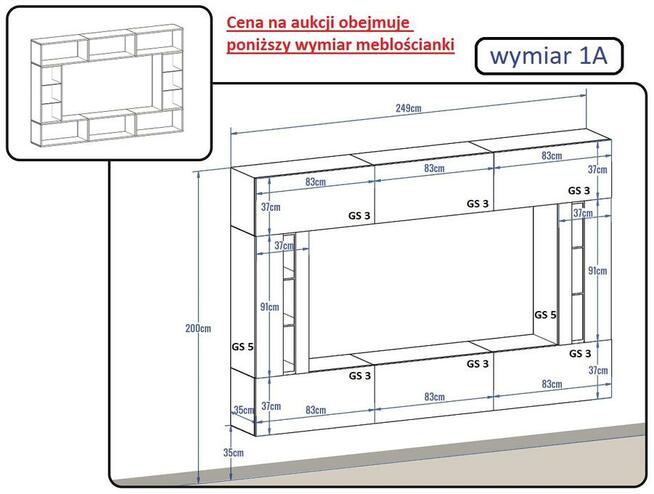 Zestaw mebli HAGA C28 Mat Meble Salon Witryna LED
