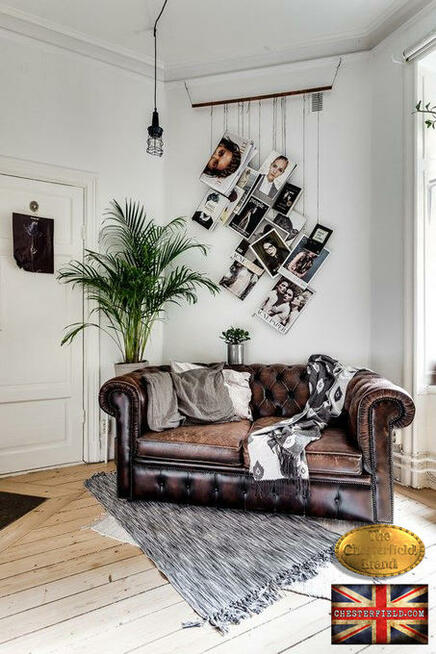 Chesterfield sofa skorzana antyczny braz Brighton