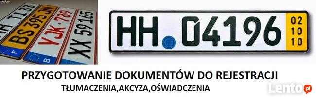 PRZYGOTOWANIE SAMOCHODU DO REJESTRACJI, AKCYZA, TŁUMACZENIA